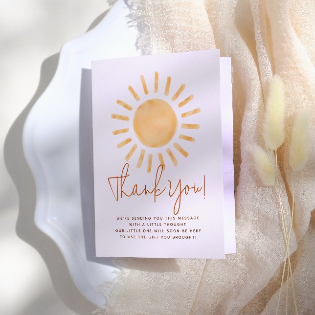 Little Sunshine Boho Gender Neutral Baby Shower Thank You Card (Creator Uploaded)