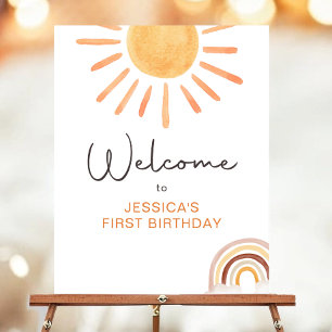 Little Sunshine Girl Boho Sun Birthday Welcome Poster