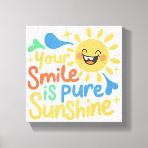 Little Sunshine Happiness Quote for Kids Room Canvas Print