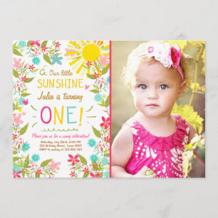 Little Sunshine Invitation fête d'anniversaire Flo