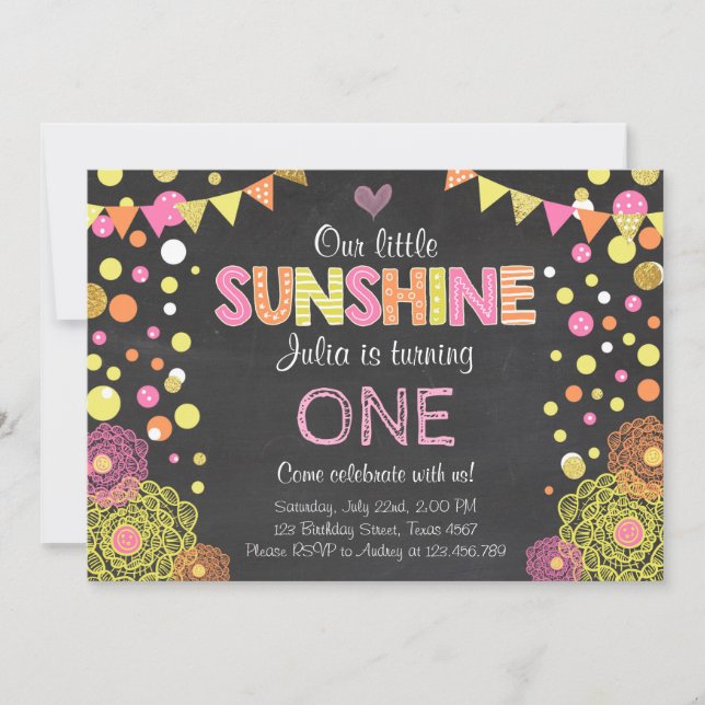 Little Sunshine Lemonade rose invitation à l'anniv (Devant)