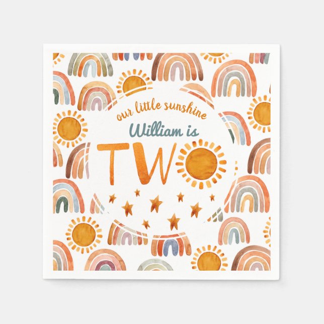 little Sunshine Name 2nd Birthday Boy   Napkin (Front)