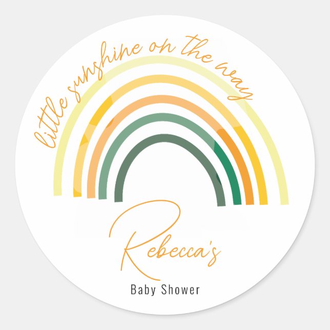 Little sunshine on the way baby shower classic round sticker (Front)