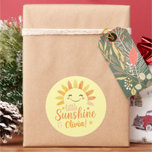 Little Sunshine Personalized Round Sticker