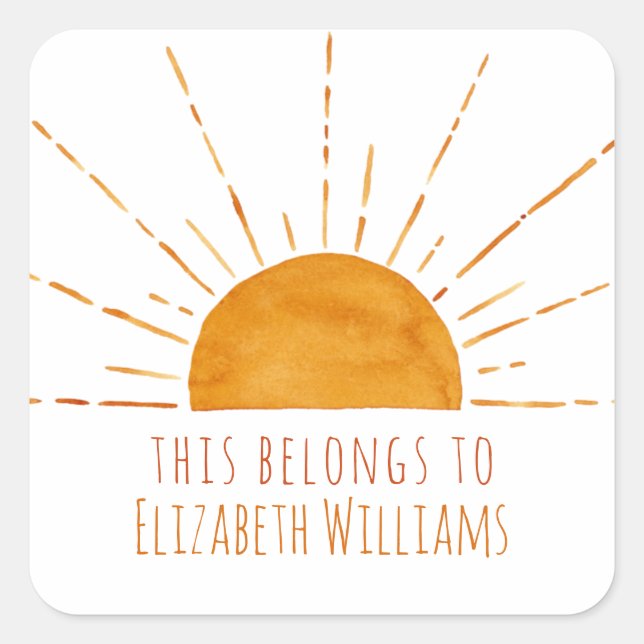 Little Sunshine Personalized School Square Sticker (Front)