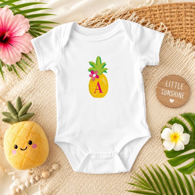 Little Sunshine Pineapple Monogram  Baby Bodysuit (Creator Uploaded)