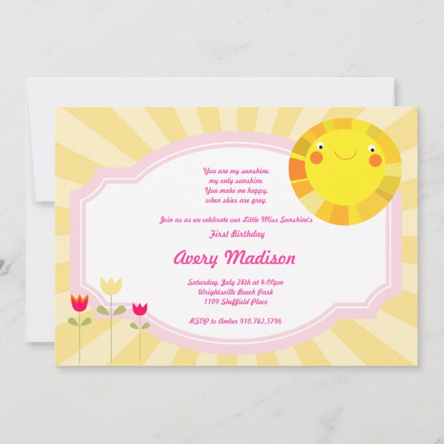 Little Sunshine Summer Spring Baby Shower birthday Invitation (Front)