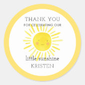 Little Sunshine Thank You Favor Classic Round Sticker (Front)