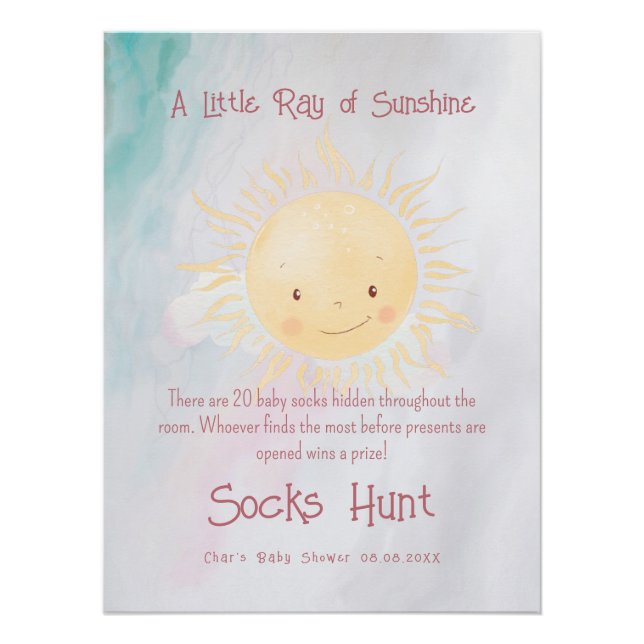 Little Sunshine Theme Shower Sock Hunt  Poster (Front)