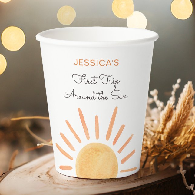 Little Sunshine Trip Around the Sun 1st Birthday Paper Cups (Creator Uploaded)