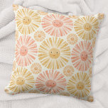 Little Sunshine Watercolor Pattern Throw Pillow<br><div class="desc">A happy orange and yellow watercolor sunshine pattern on a soft cream background.  Original art by Nic Squirrell.</div>