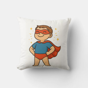 Little Superheroes – Cute Boy & Girl Hero Cartoon  Throw Pillow