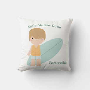 Little Surfer Dude Cute Baby Boy Surfboard  Throw Pillow