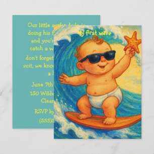 Little Surfer Dude Party Digital Download  Invitation