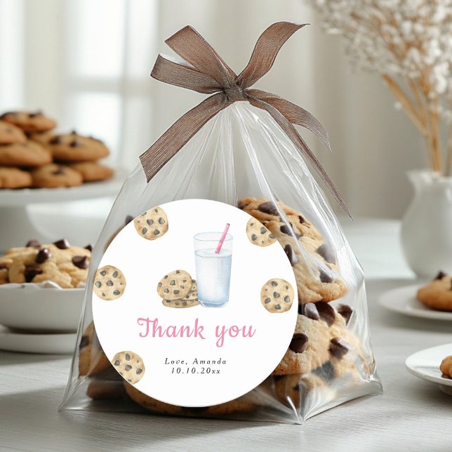 Little Sweet Cookie birthday party thank you Classic Round Sticker (Creator Uploaded)