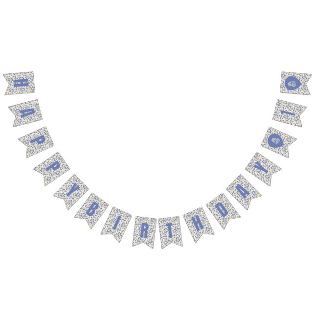 Little Sweet Pea Floral Happy Birthday Bunting Flags (All)