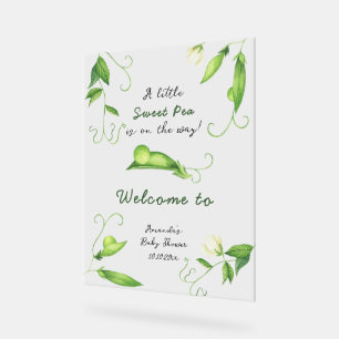 Little Sweet Pea Welcome Baby Shower Acrylic Sign