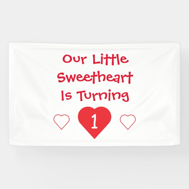 Little Sweetheart 1st Birthday Banner (Horizontal)