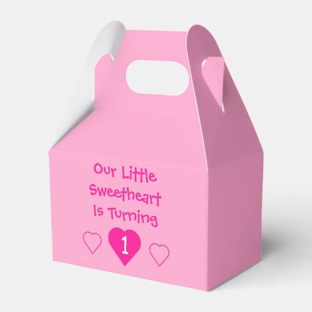 Little Sweetheart 1st Birthday Favor Box (Front Side)