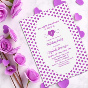 Little Sweetheart 1st Birthday Invitation