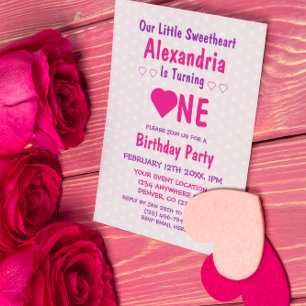 Little Sweetheart 1st Birthday Invitation