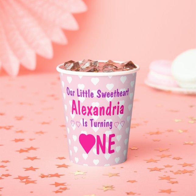Little Sweetheart 1st Birthday Paper Cups (Insitu)