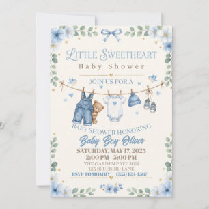 little sweetheart baby boy shower invitation