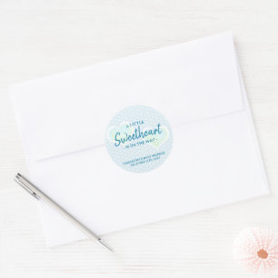 Little Sweetheart Baby Shower Blue Classic Round Sticker