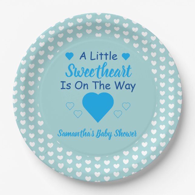 Little Sweetheart Baby Shower Paper Plate (Front)