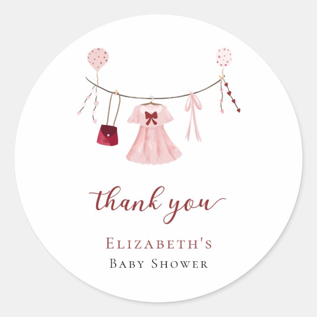 Little Sweetheart Baby Shower Valentine Custom Classic Round Sticker (Front)