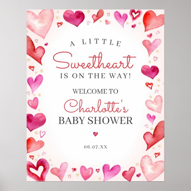 Little Sweetheart Baby Shower Welcome Sign (Front)