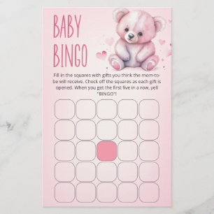 Little sweetheart bear Baby Shower bingo game