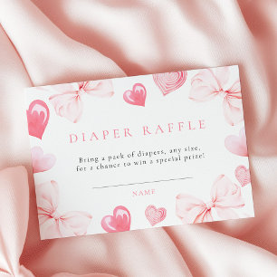 Little Sweetheart Bow Baby Shower Diaper Raffle Enclosure Card