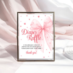 Little Sweetheart Bow Baby Shower Diaper Raffle Poster