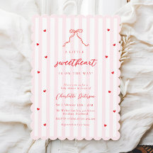 Little Sweetheart Bow Baby Shower Invitation
