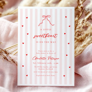 Little Sweetheart Bow Baby Shower Invitation