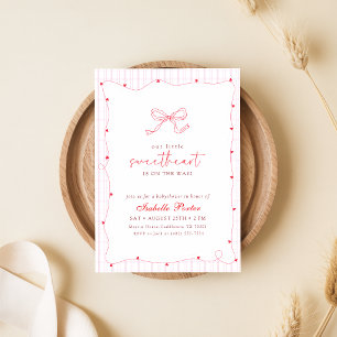 Little Sweetheart Bow Baby Shower Invitation