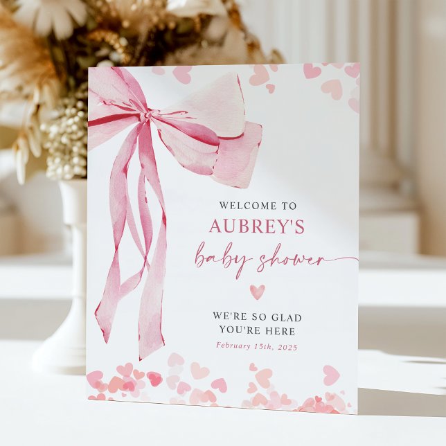 Little Sweetheart Bow Baby Shower Welcome Sign (Creator Uploaded)