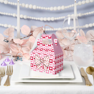 Little Sweetheart Bow heart chequered Favor Box
