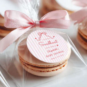 Little Sweetheart Bow Valentine's Baby Shower Classic Round Sticker