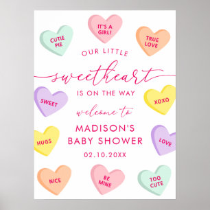 Little Sweetheart Candy Hearts Baby Shower Welcome Poster