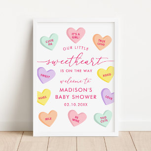 Little Sweetheart Candy Hearts Baby Shower Welcome Poster