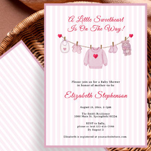 Little Sweetheart Clothesline Baby Shower Invitation