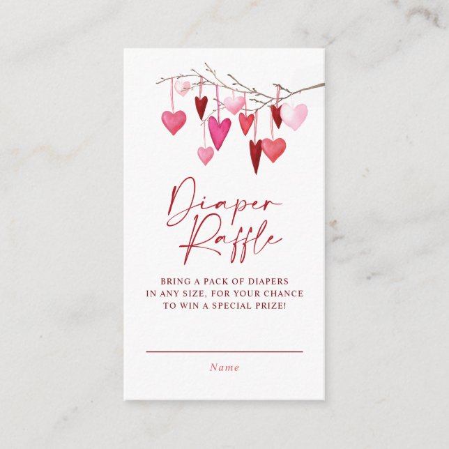 Little Sweetheart Diaper Raffle Girl Baby Shower Enclosure Card (Front)