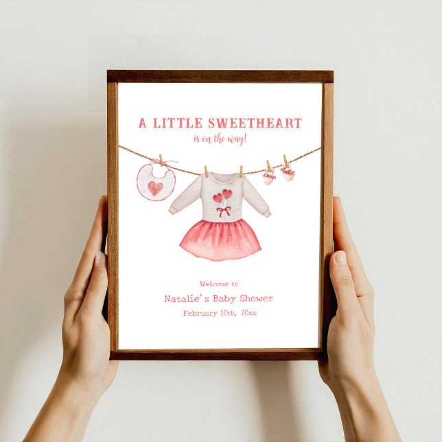 Little Sweetheart Dress Valentine Baby Shower Poster (Creator Uploaded)