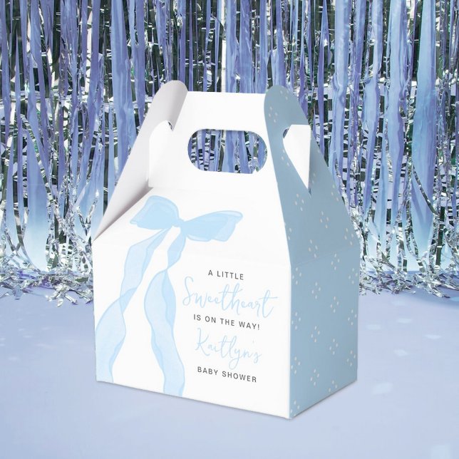 Little Sweetheart Elegant Blue Bow Baby Shower Favor Box (Creator Uploaded)