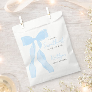 Little Sweetheart Elegant Blue Bow Baby Shower Favour Bag