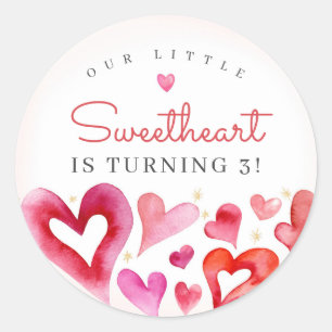 Little Sweetheart February Birthday Party Classic Round Sticker