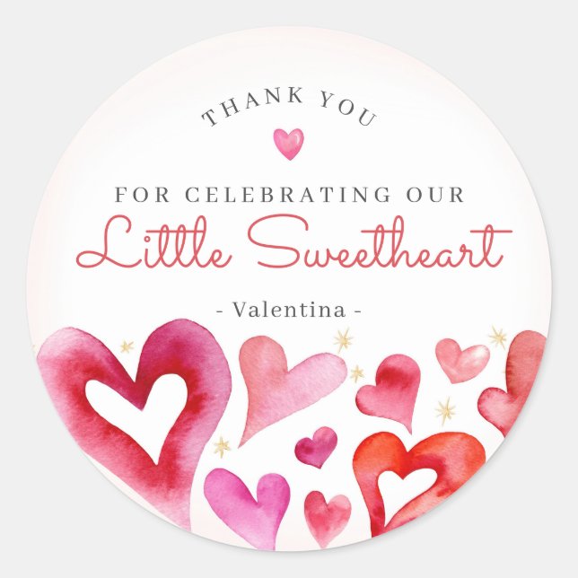 Little Sweetheart February Party Favour Classic Round Sticker (Front)