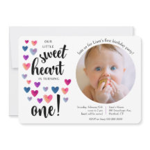 Little Sweetheart First Birthday Invitation